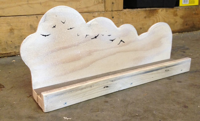Scrap Wood Book Shelf – Flying Birds In The Clouds