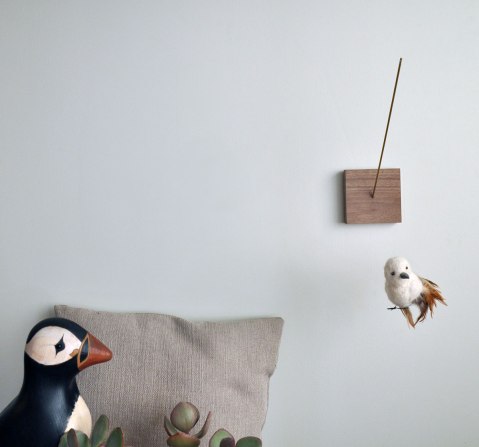 Annex Suspended handmade bird wall hanging - brass, wood and felt